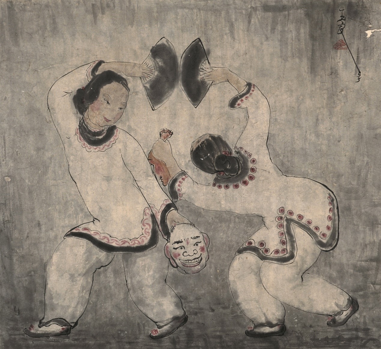 <h2>双人扇舞</h2><p>作者：潘玉良</p><p>创作年代：1955年</p><p>规格：39cm×43cm</p><p>品类：中国画</p>