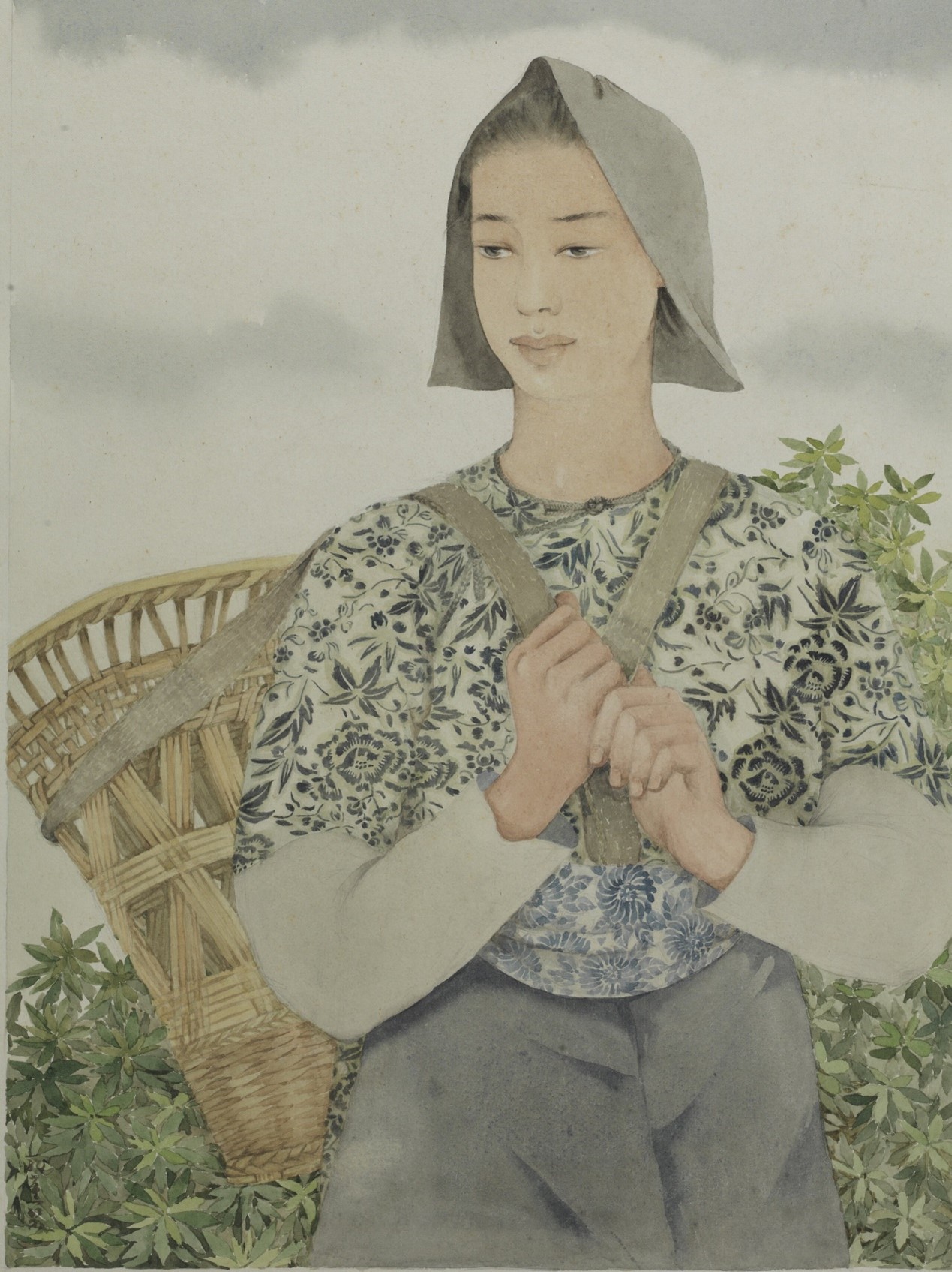 <h2>背篓</h2><p>作者：庞薰琹</p><p>创作年代：1946年</p><p>规格：40cm×30cm</p><p>品类：水彩</p>