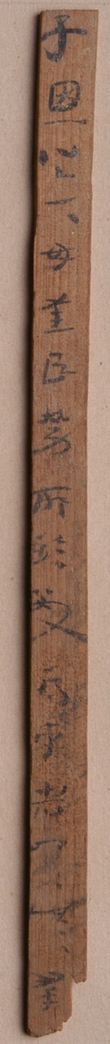 <h2>敦煌悬泉汉简</h2><p>作者：</p><p>创作年代：汉</p><p>规格：19.6cm×1.1cm×0.2cm</p>