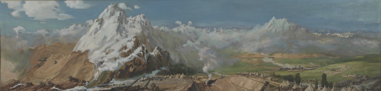 <h2>通往乌鲁木齐</h2><p>作者：艾中信</p><p>创作年代：1954年</p><p>规格：99.5cm×400cm</p><p>品类：油画</p>