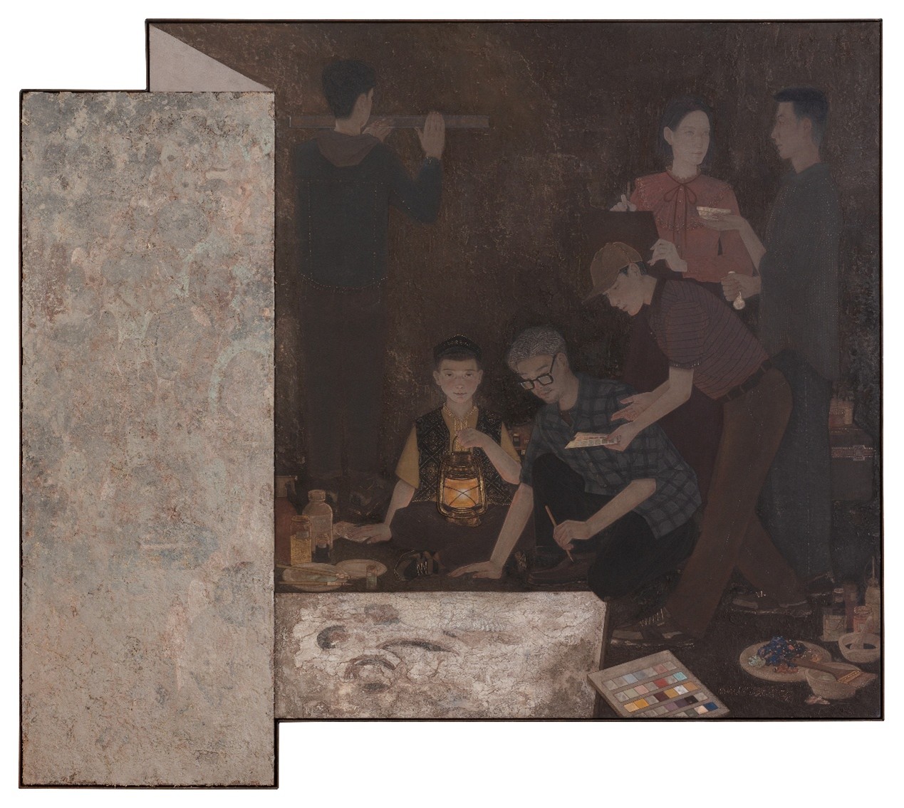 <h2>《丝路丹青，代代相传》</h2><p>作者：张见、刘瑶（刘志蕾、孟影、韩茂远合作）</p><p>创作年代：2024年</p><p>规格：193cm×240cm</p><p>品类：纸本重彩</p>